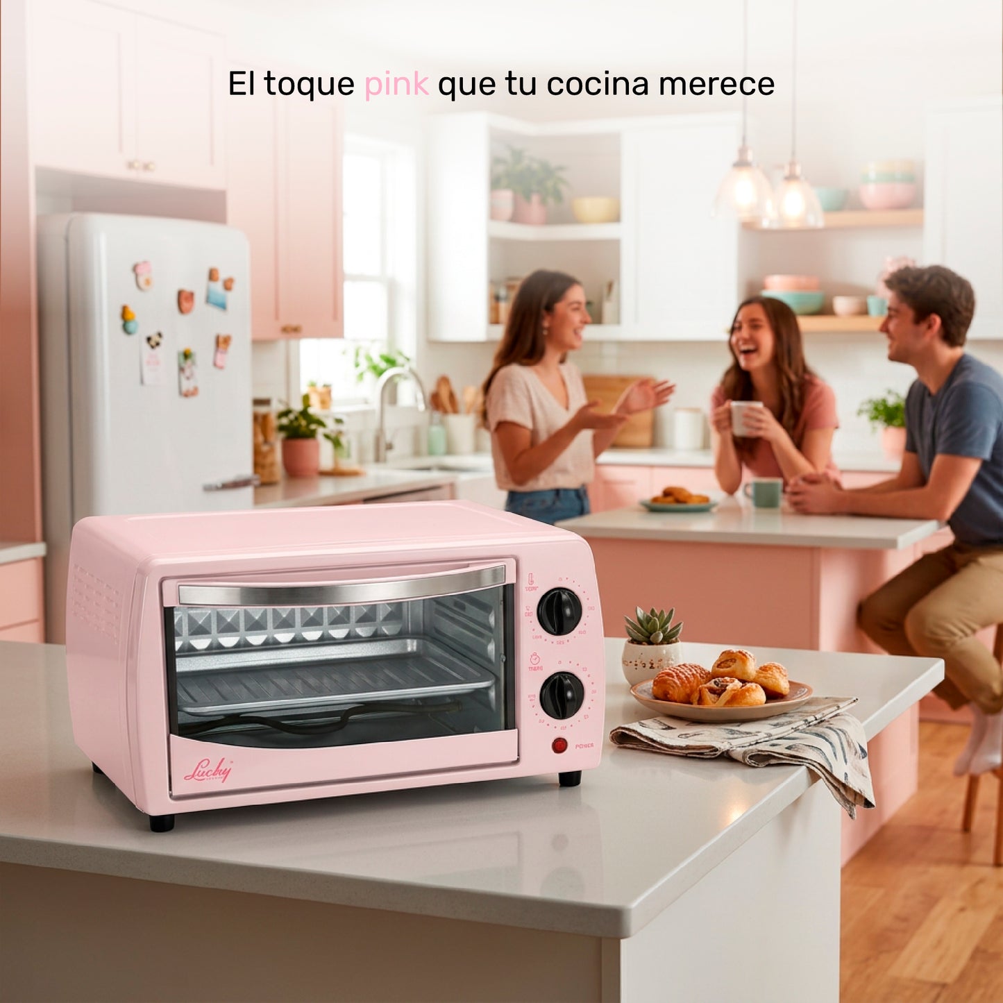 Horno Tostador Eléctrico Lucky KÜKI PINK