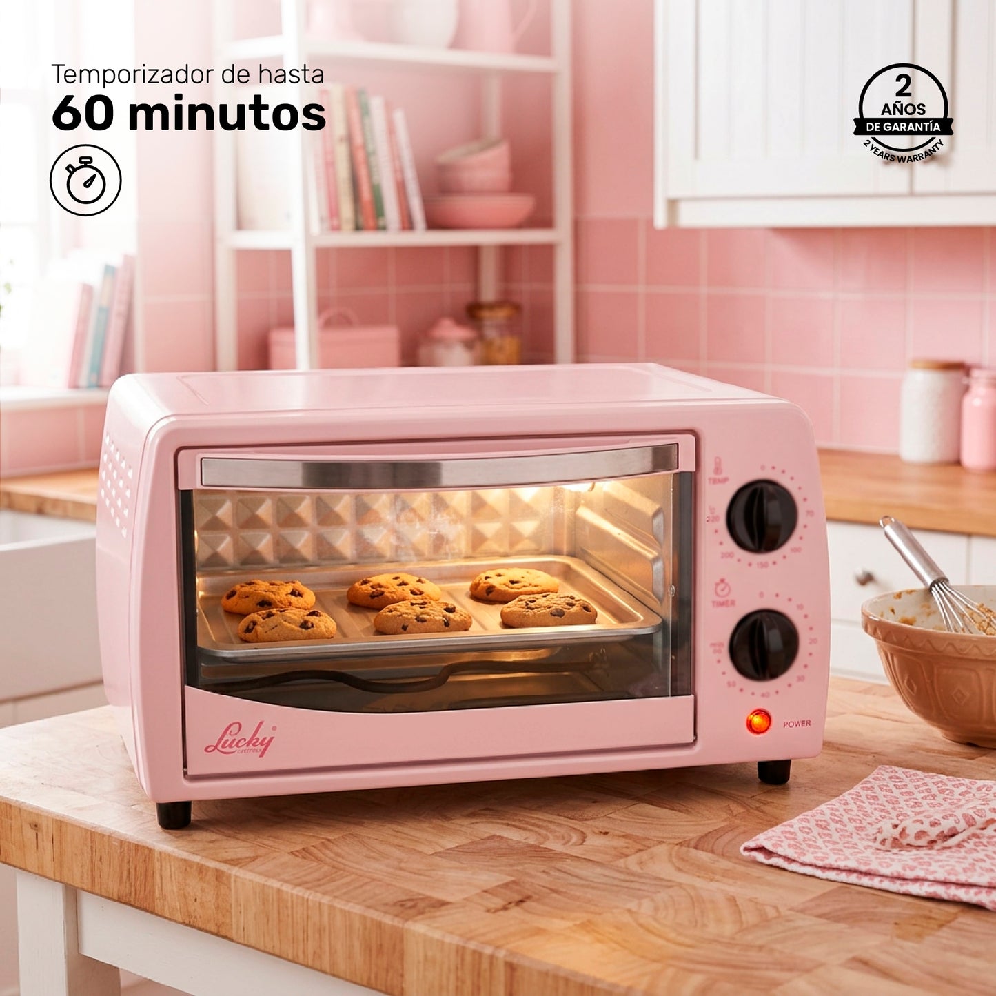 Horno Tostador Eléctrico Lucky KÜKI PINK