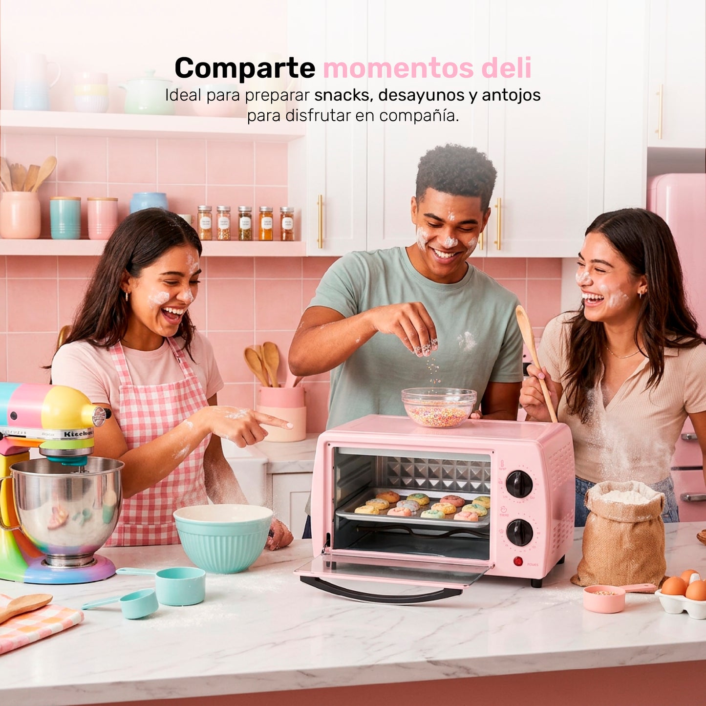 Horno Tostador Eléctrico Lucky KÜKI PINK