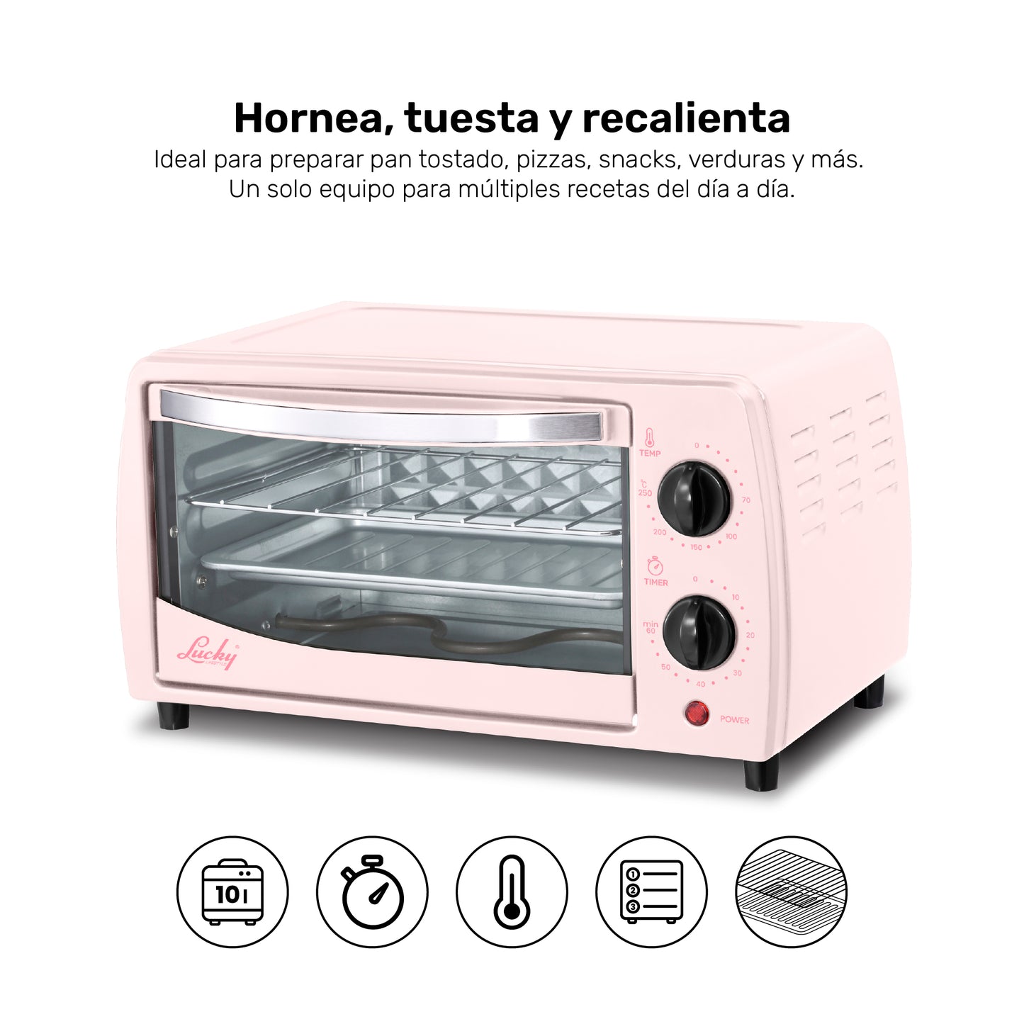 Horno Tostador Eléctrico Lucky KÜKI PINK
